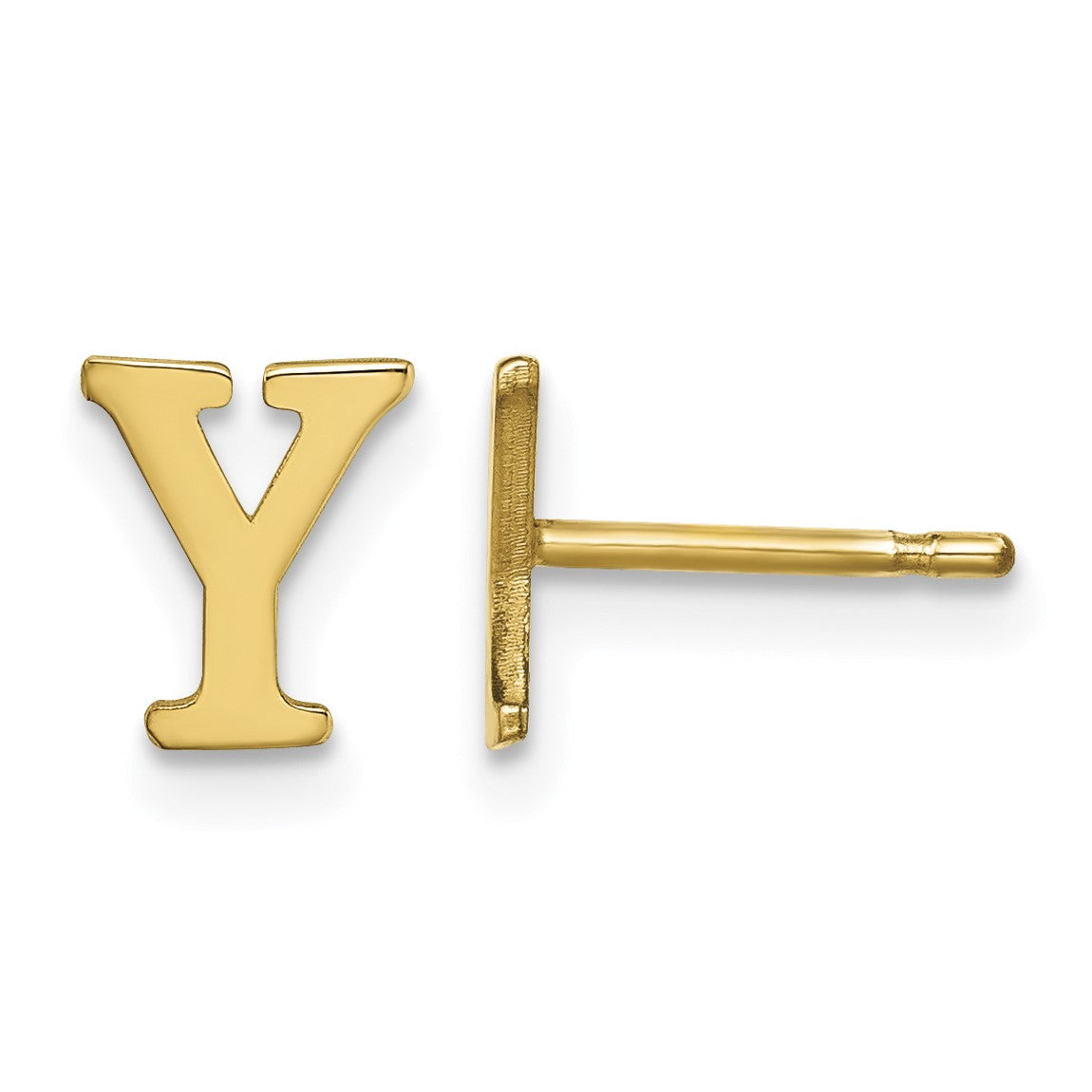 Sterling Silver Gold-plated Letter Y Initial Post Earrings