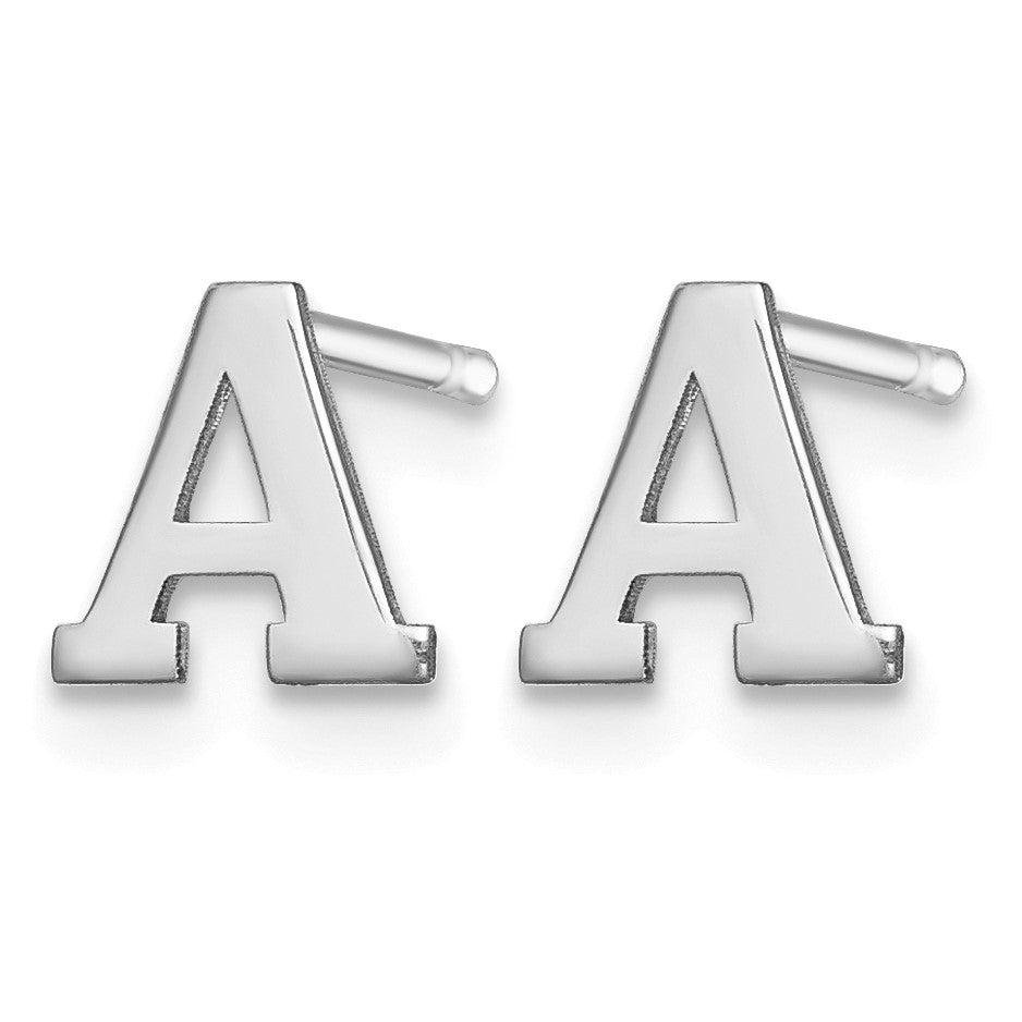 Sterling Silver Rhodium-plated Letter A Initial Post Earrings