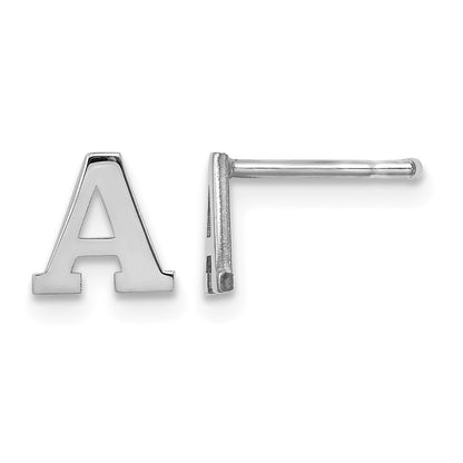 Sterling Silver Rhodium-plated Letter A Initial Post Earrings