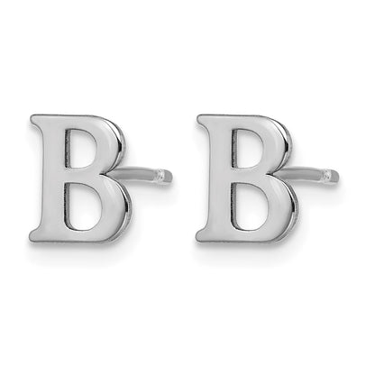 Sterling Silver Rhodium-plated Letter B Initial Post Earrings