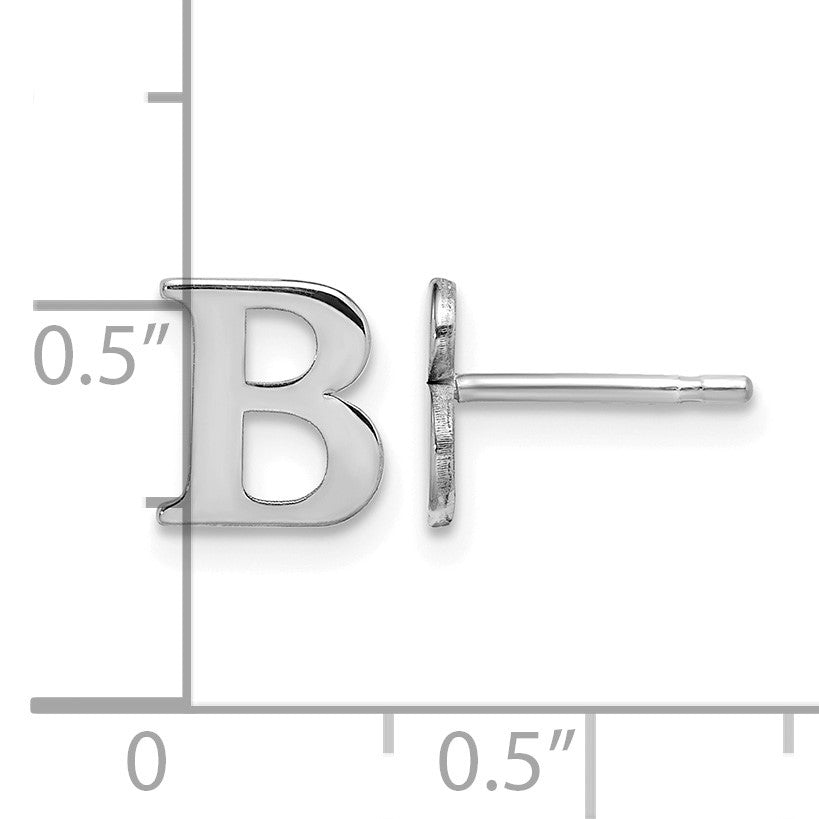 Sterling Silver Rhodium-plated Letter B Initial Post Earrings