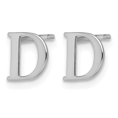 Sterling Silver Rhodium-plated Letter D Initial Post Earrings