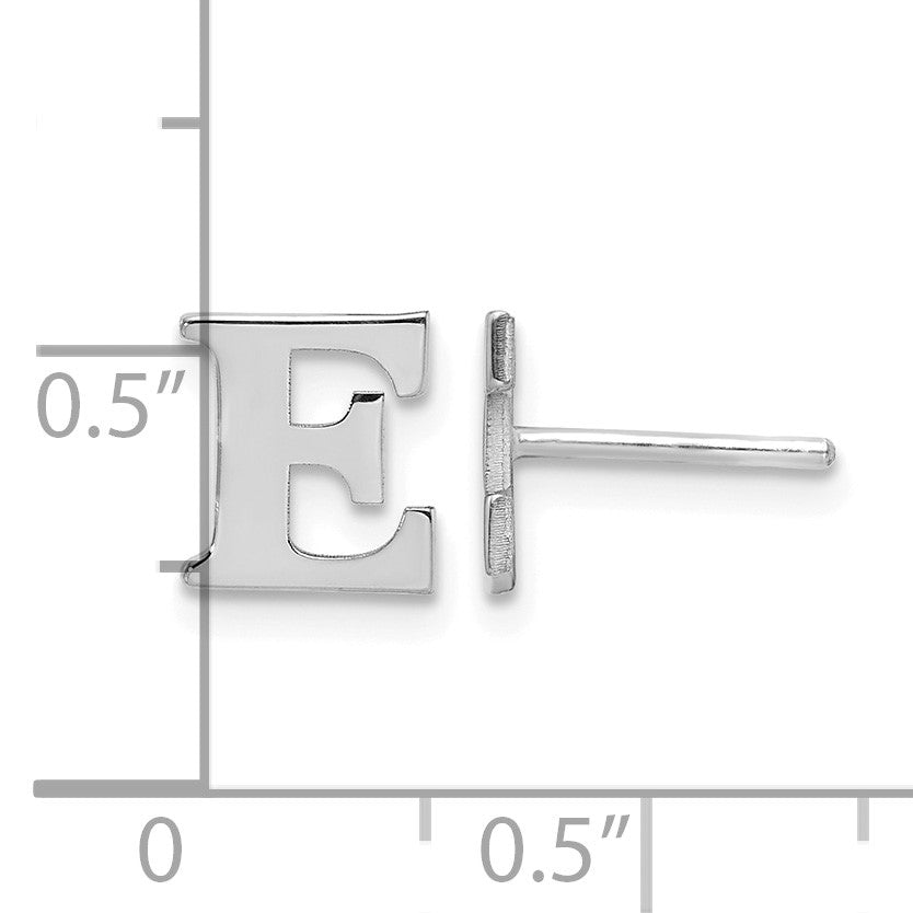 Sterling Silver Rhodium-plated Letter E Initial Post Earrings