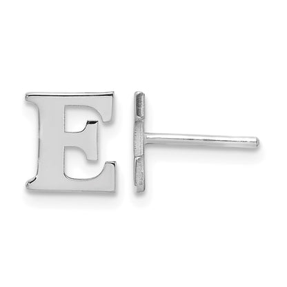 Sterling Silver Rhodium-plated Letter E Initial Post Earrings