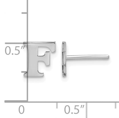 Sterling Silver Rhodium-plated Letter F Initial Post Earrings