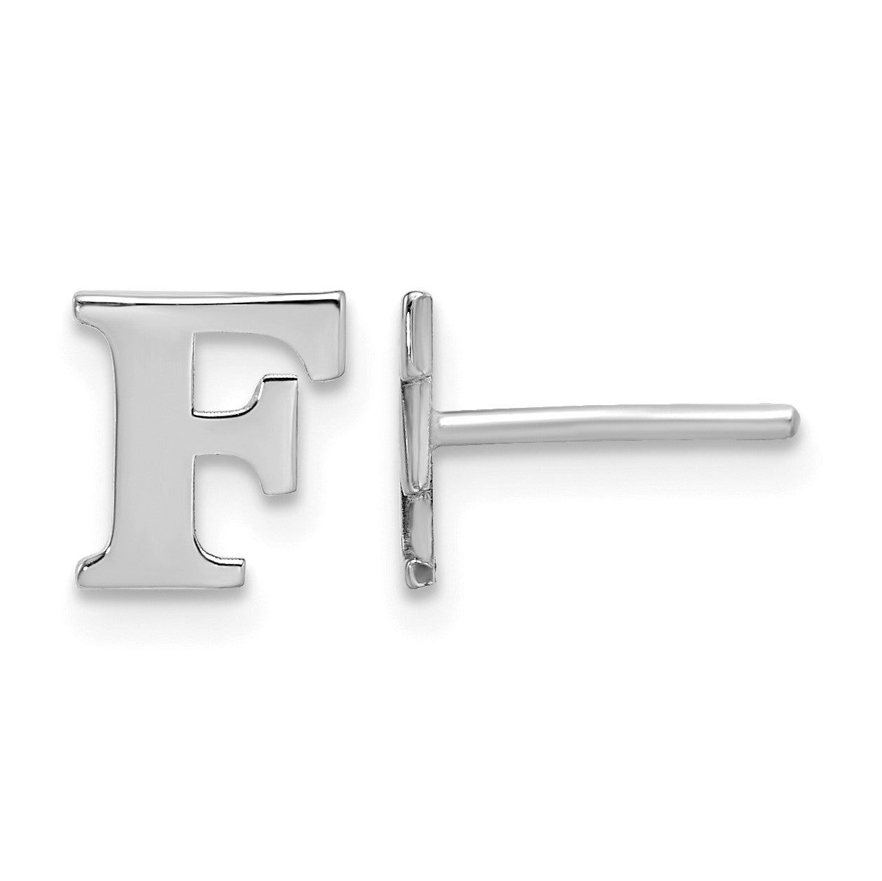 Sterling Silver Rhodium-plated Letter F Initial Post Earrings