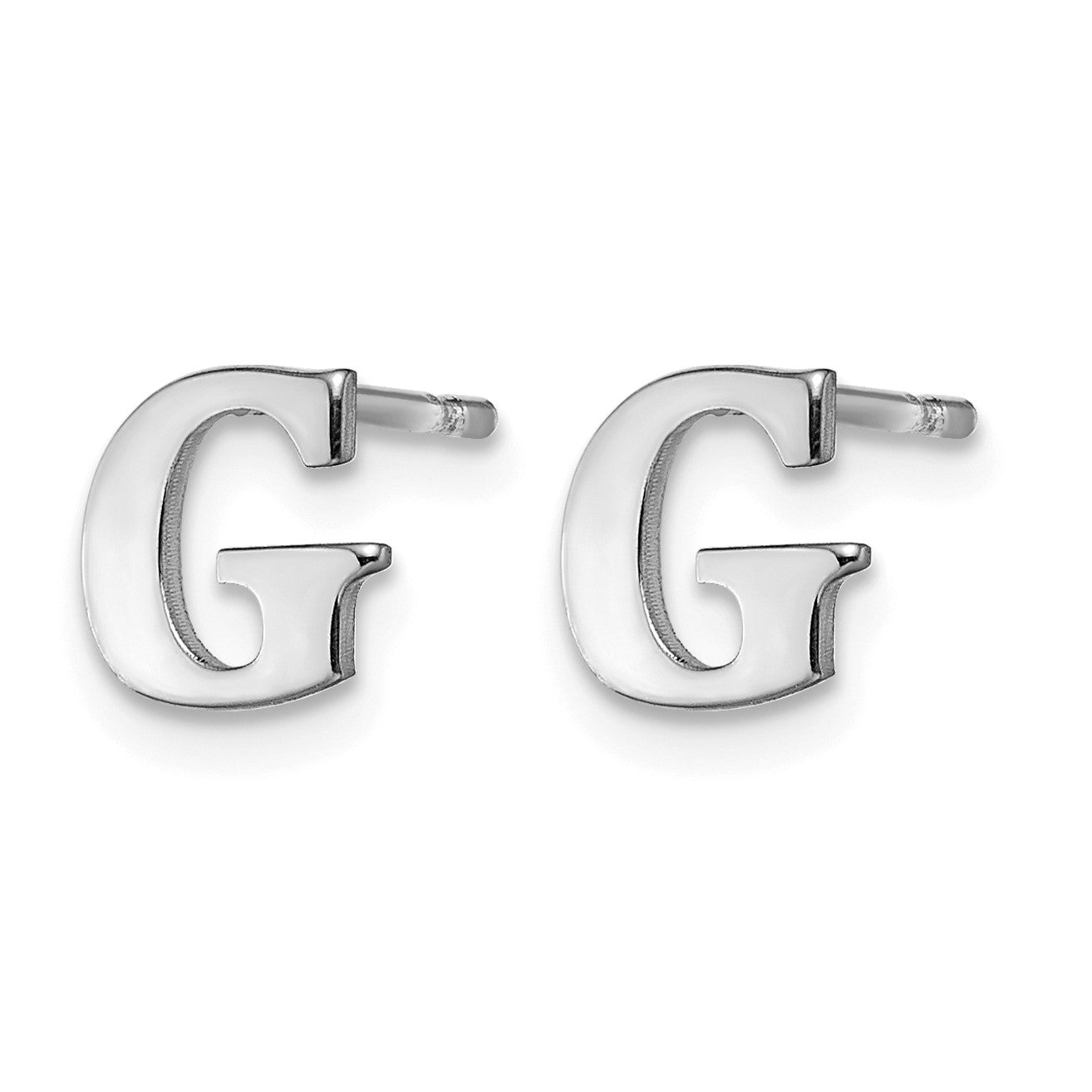Sterling Silver Rhodium-plated Letter G Initial Post Earrings