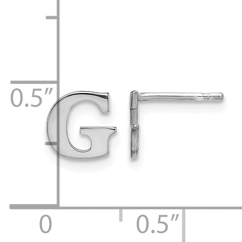 Sterling Silver Rhodium-plated Letter G Initial Post Earrings