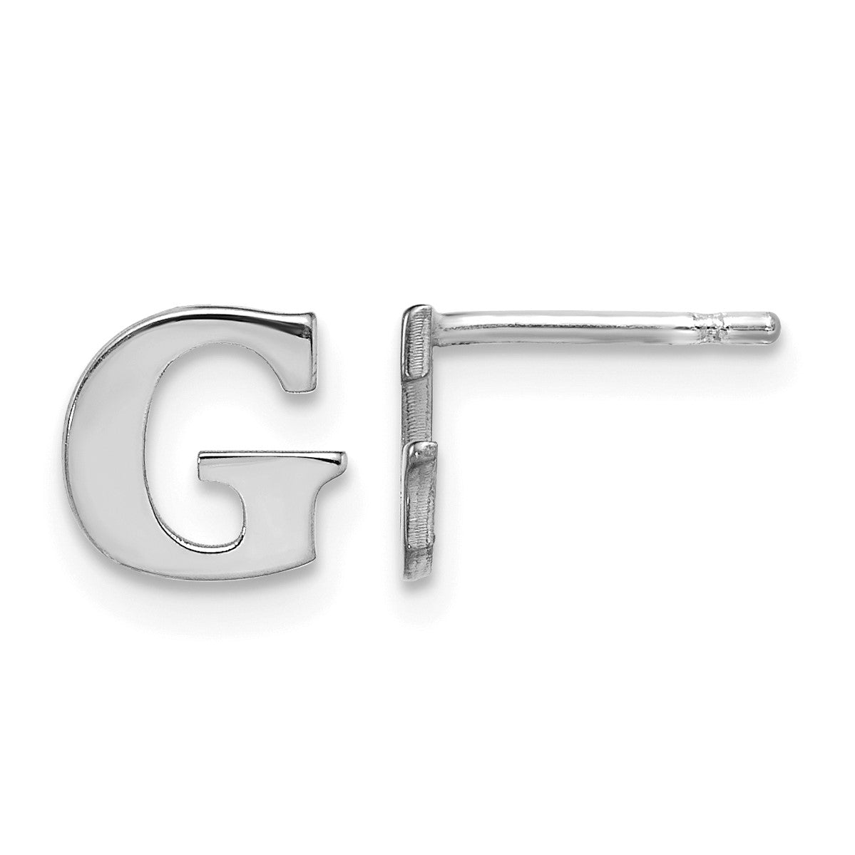 Sterling Silver Rhodium-plated Letter G Initial Post Earrings