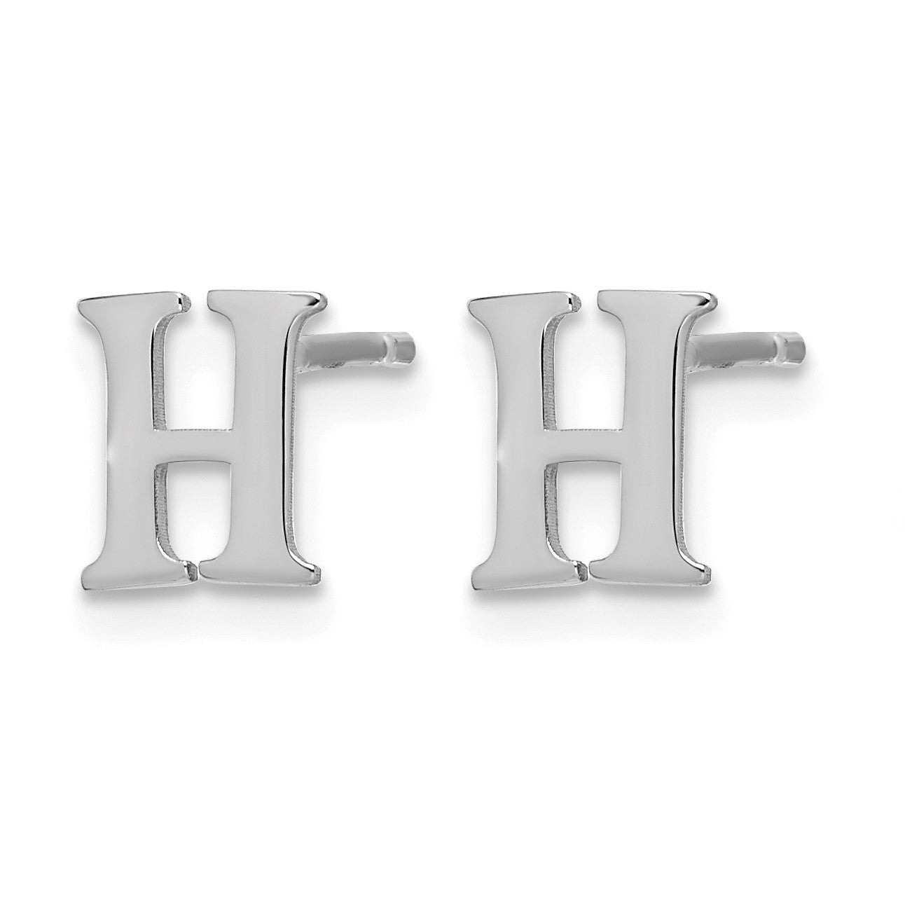 Sterling Silver Rhodium-plated Letter H Initial Post Earrings