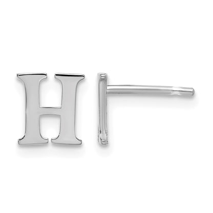 Sterling Silver Rhodium-plated Letter H Initial Post Earrings