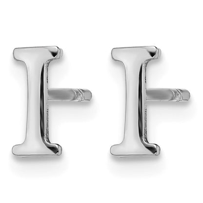 Sterling Silver Rhodium-plated Letter I Initial Post Earrings