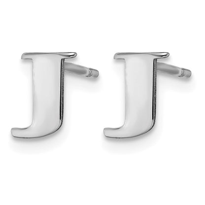 Sterling Silver Rhodium-plated Letter J Initial Post Earrings