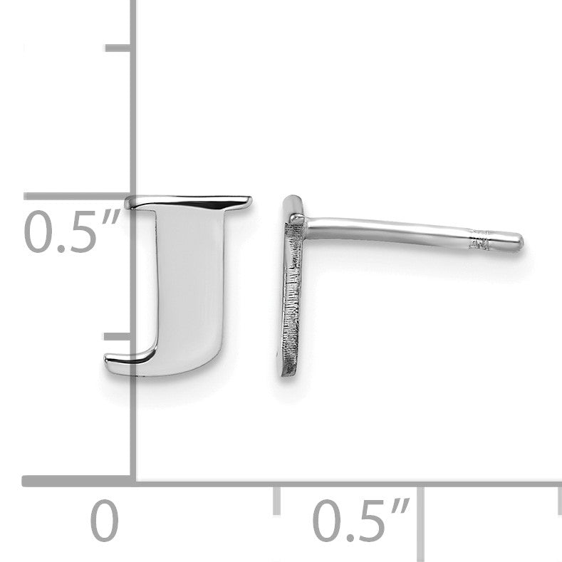 Sterling Silver Rhodium-plated Letter J Initial Post Earrings