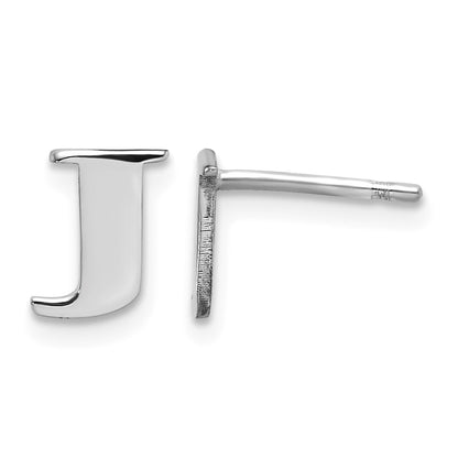 Sterling Silver Rhodium-plated Letter J Initial Post Earrings