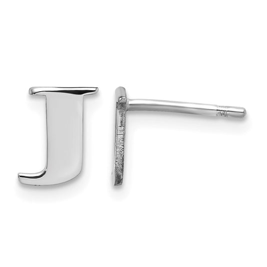Sterling Silver Rhodium-plated Letter J Initial Post Earrings