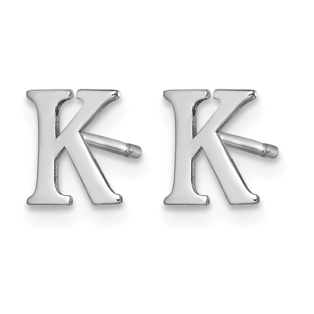 Sterling Silver Rhodium-plated Letter K Initial Post Earrings