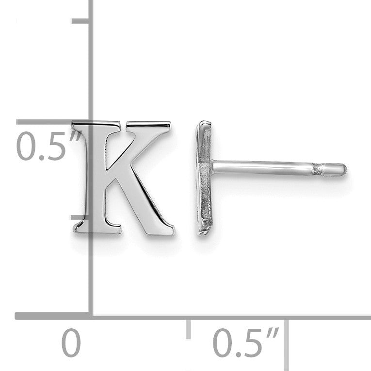 Sterling Silver Rhodium-plated Letter K Initial Post Earrings
