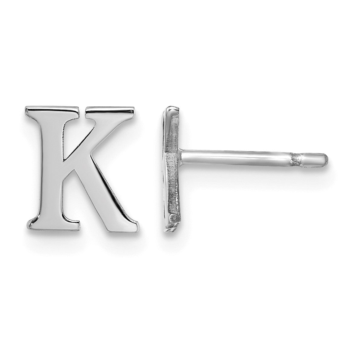 Sterling Silver Rhodium-plated Letter K Initial Post Earrings