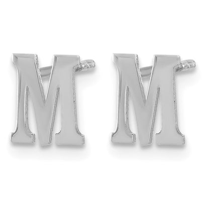 Sterling Silver Rhodium-plated Letter M Initial Post Earrings