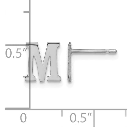 Sterling Silver Rhodium-plated Letter M Initial Post Earrings