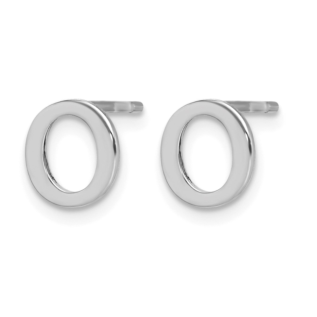 Sterling Silver Rhodium-plated Letter O Initial Post Earrings