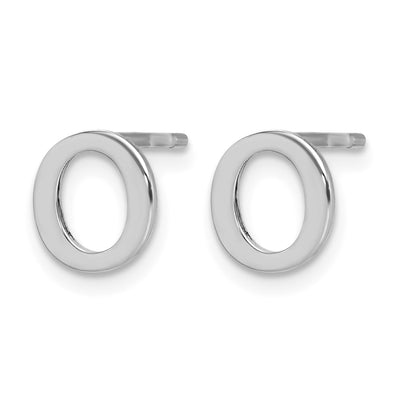 Sterling Silver Rhodium-plated Letter O Initial Post Earrings