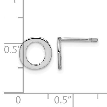 Sterling Silver Rhodium-plated Letter O Initial Post Earrings