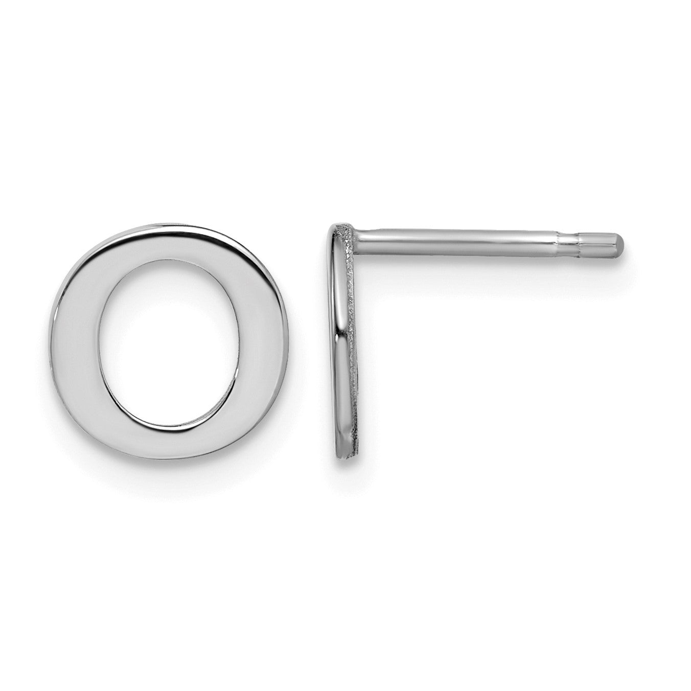 Sterling Silver Rhodium-plated Letter O Initial Post Earrings