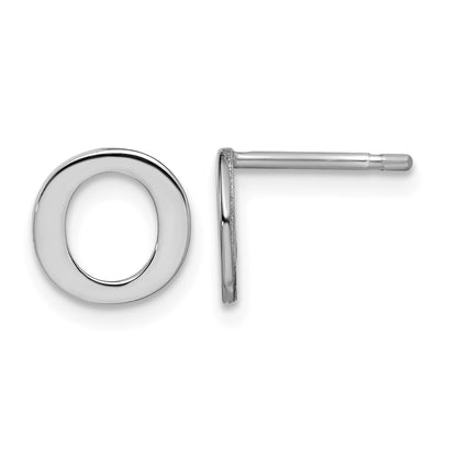Sterling Silver Rhodium-plated Letter O Initial Post Earrings