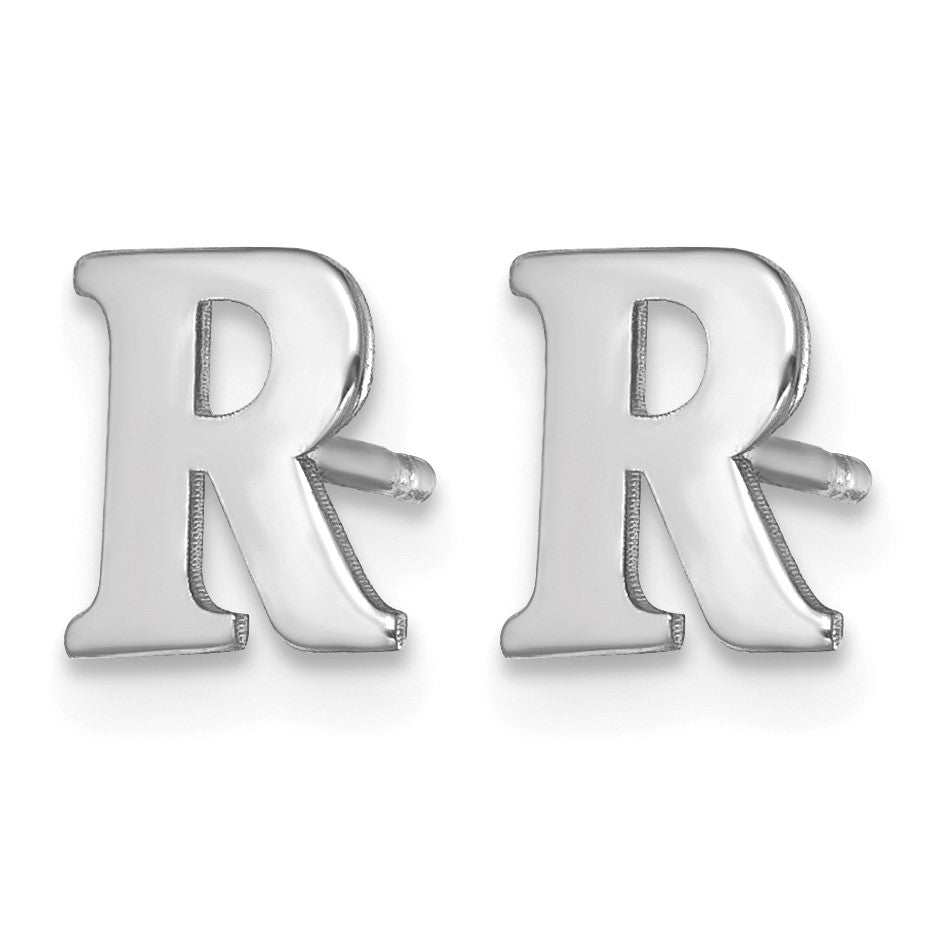 Sterling Silver Rhodium-plated Letter R Initial Post Earrings