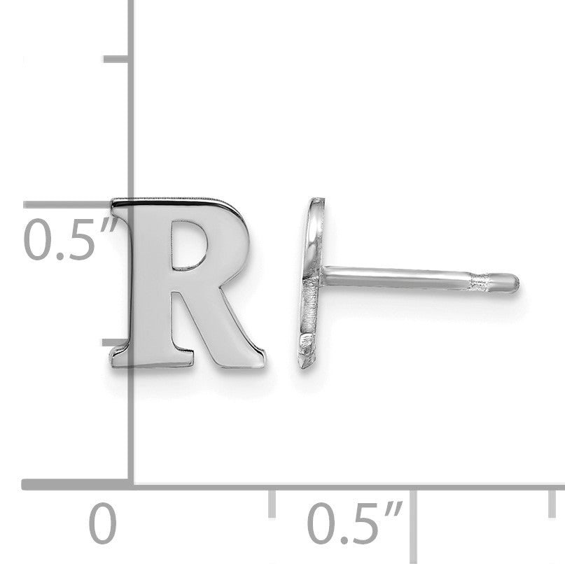 Sterling Silver Rhodium-plated Letter R Initial Post Earrings