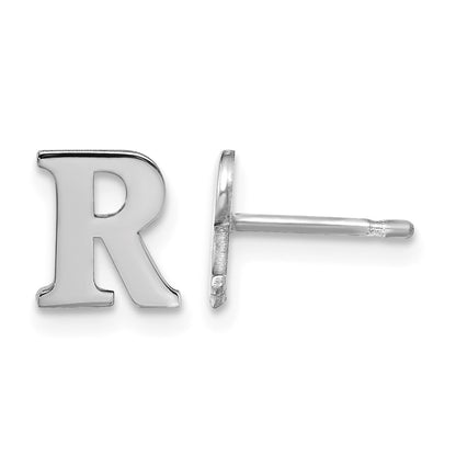 Sterling Silver Rhodium-plated Letter R Initial Post Earrings