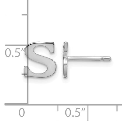 Sterling Silver Rhodium-plated Letter S Initial Post Earrings
