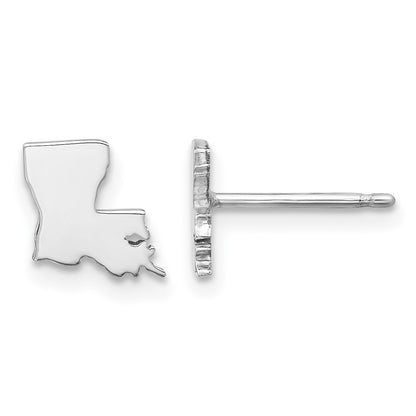 Sterling Silver/Rhodium-plated Louisiana State Earrings