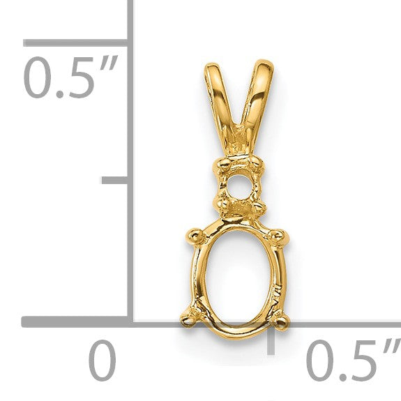 14k Diamond and 6x4mm Oval Pendant Mounting