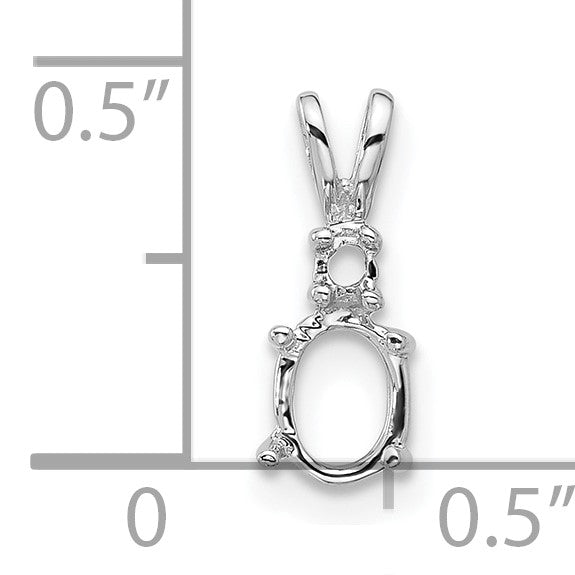 14k White Gold Diamond and 6x4mm Oval Pendant Mounting