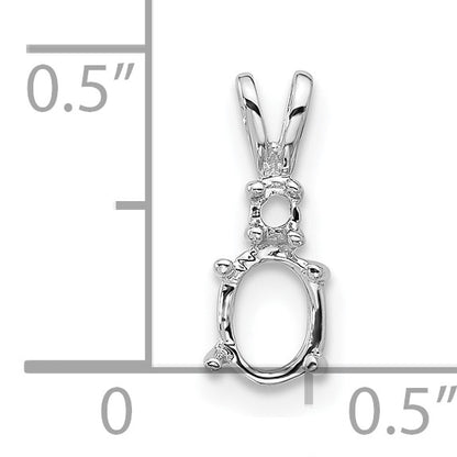 14k White Gold Diamond and 6x4mm Oval Pendant Mounting
