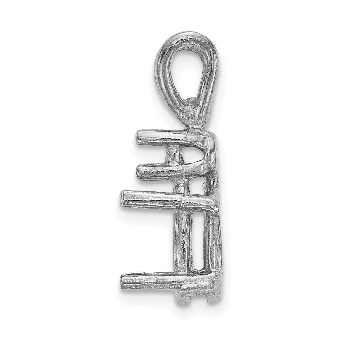 14k White Gold Diamond and 7x5mm Oval Stone Pendant Mounting
