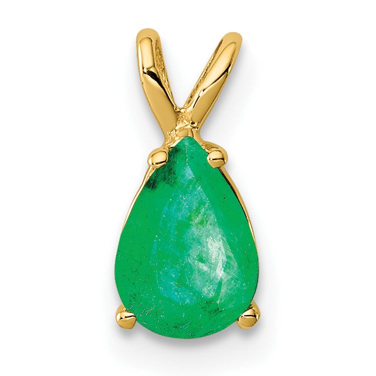 14k 7x5mm Pear Emerald Pendant