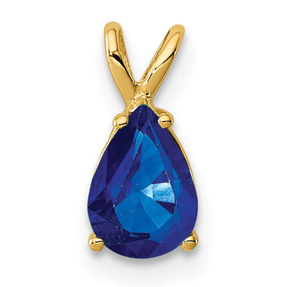 14k 7x5mm Pear Sapphire Pendant