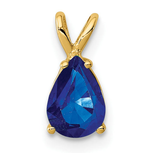 14k 7x5mm Pear Sapphire Pendant