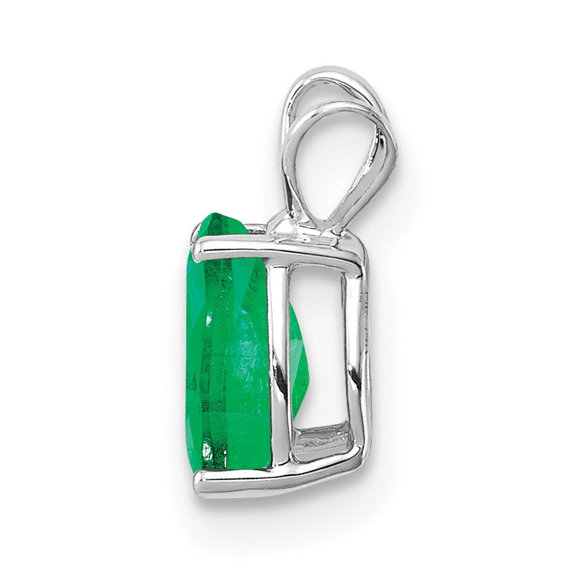 14k White Gold 7x5mm Pear Emerald Pendant