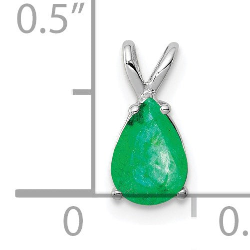 14k White Gold 7x5mm Pear Emerald Pendant