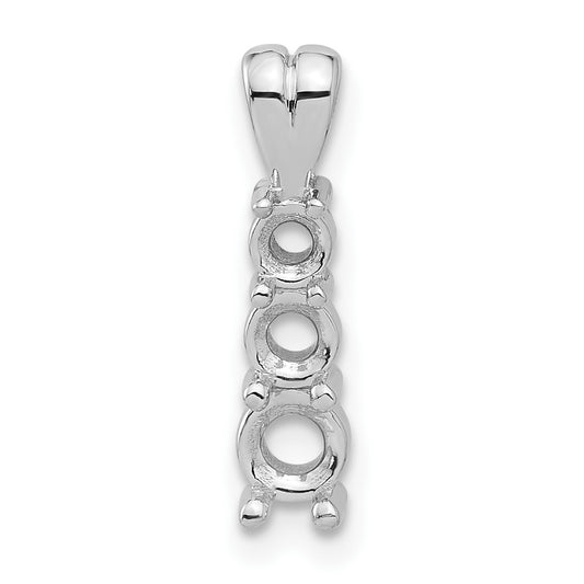 14k White Gold Holds 4.0/3.4/3.0mm Three-stone Pendant Mounting