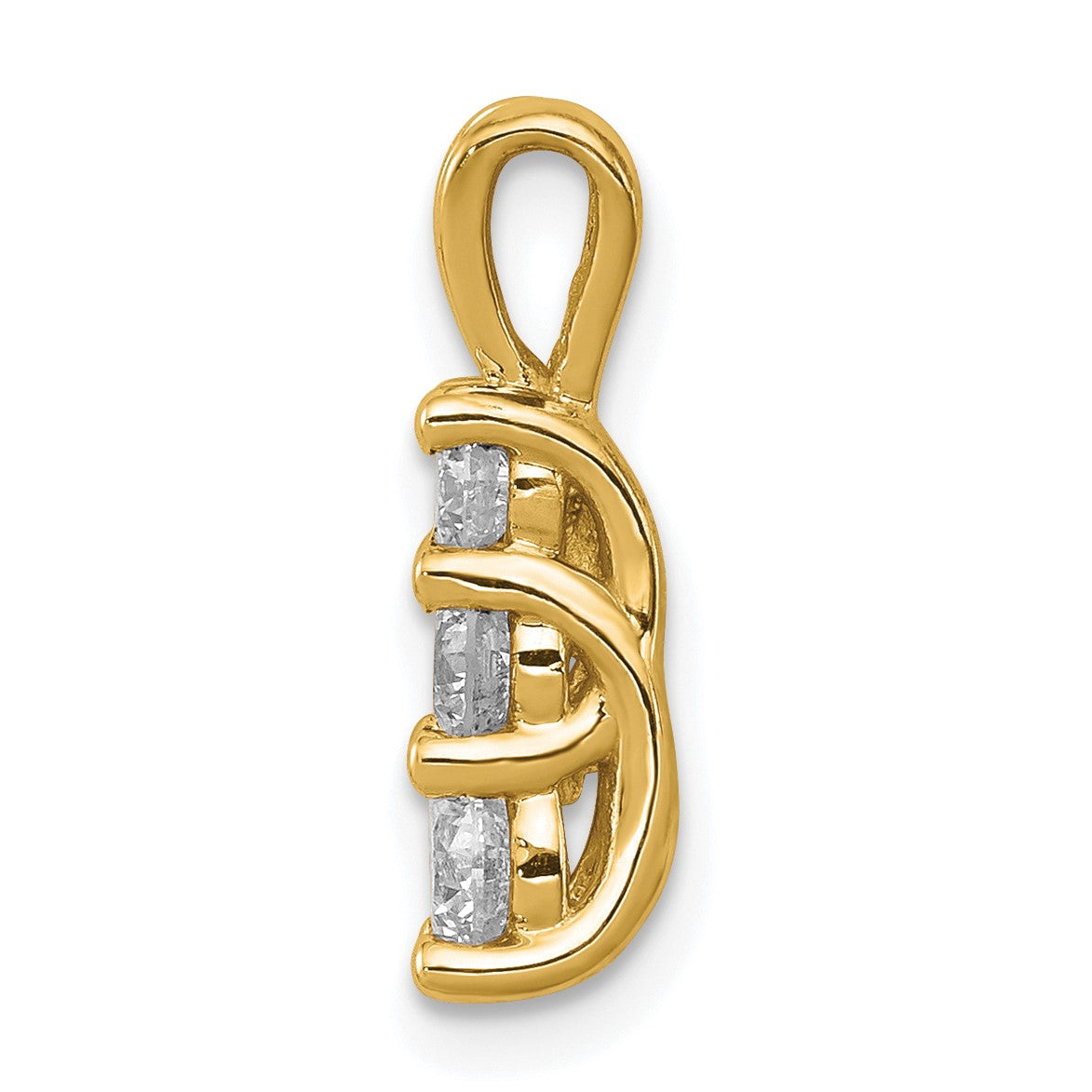 14k Holds 4.0/3.4/3.0mm Three-stone Pendant Mounting