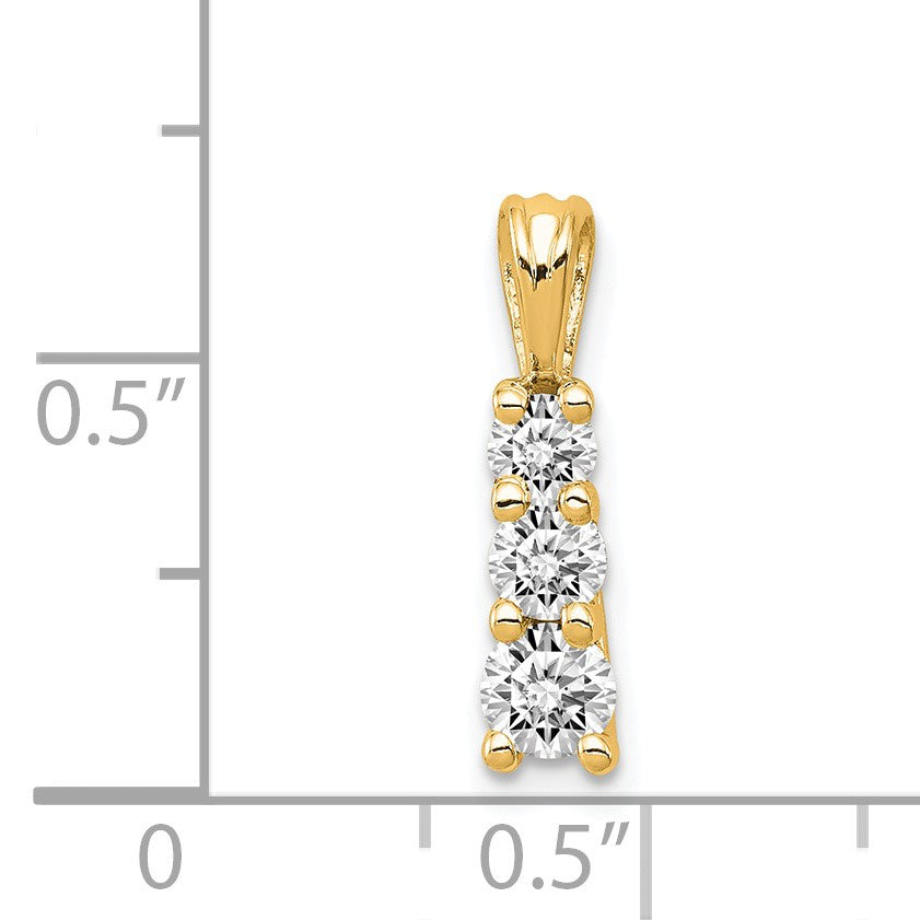 14k Holds 4.0/3.4/3.0mm Three-stone Pendant Mounting