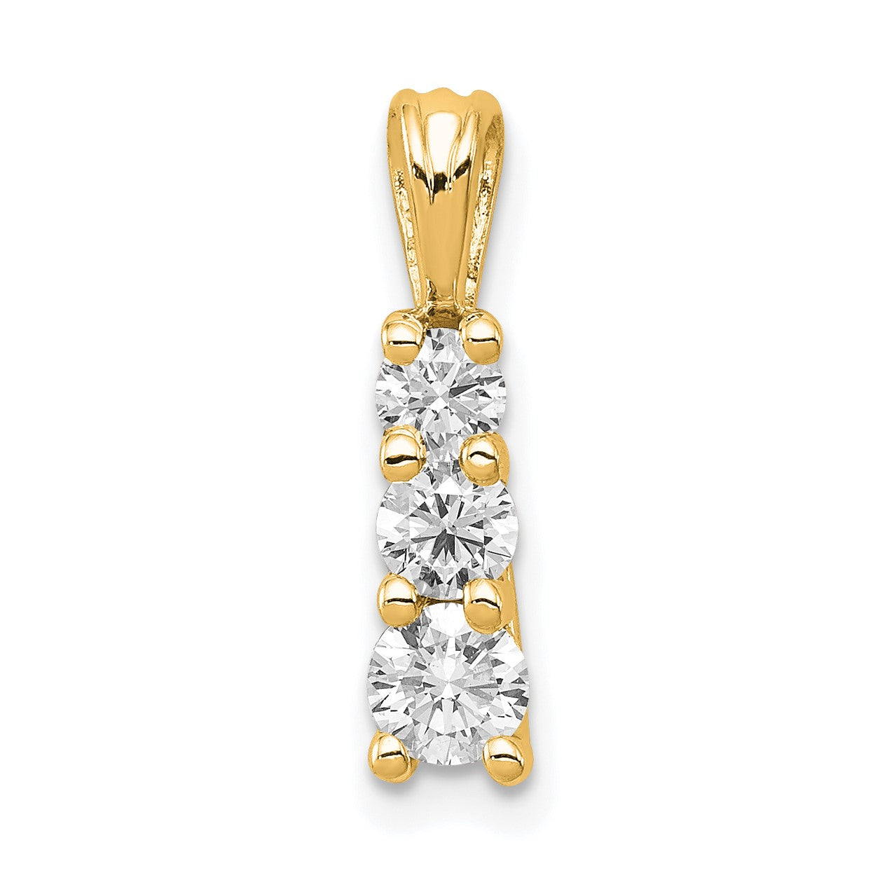 14k Holds 4.0/3.4/3.0mm Three-stone Pendant Mounting