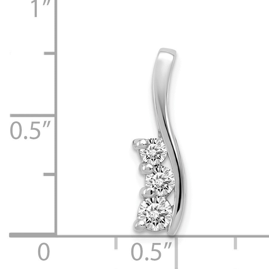 14k White Gold Holds 3.6/3.1/2.9mm Three-Stone Curved Bar Chain Slide Mounting