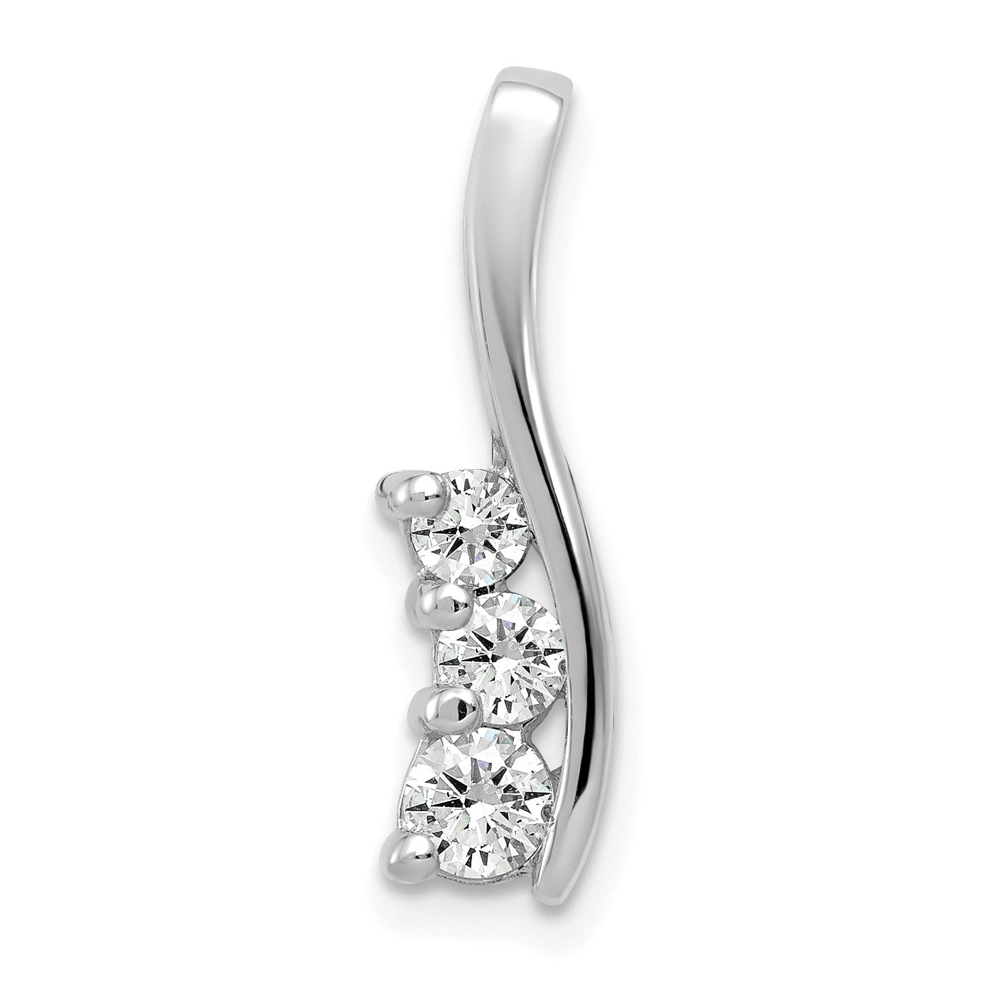 14k White Gold Holds 3.6/3.1/2.9mm Three-Stone Curved Bar Chain Slide Mounting